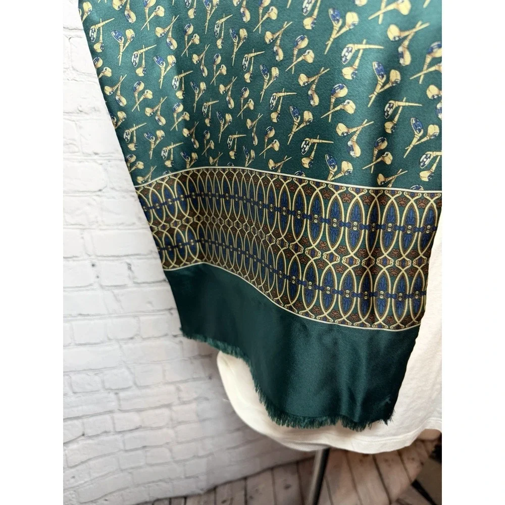 Vintage Green Golf Men's‎ Wool Silk Scarf Regal High End Old Money 54x10